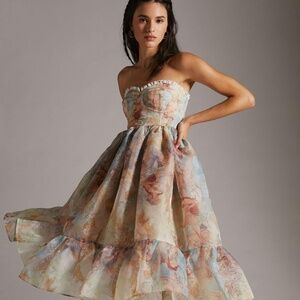 Selkie Corset Mucha Puff Midi Dress